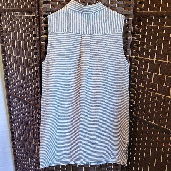 Tahari Blue and White Striped Linen Dress Or Long Top - Picture 3 of 7